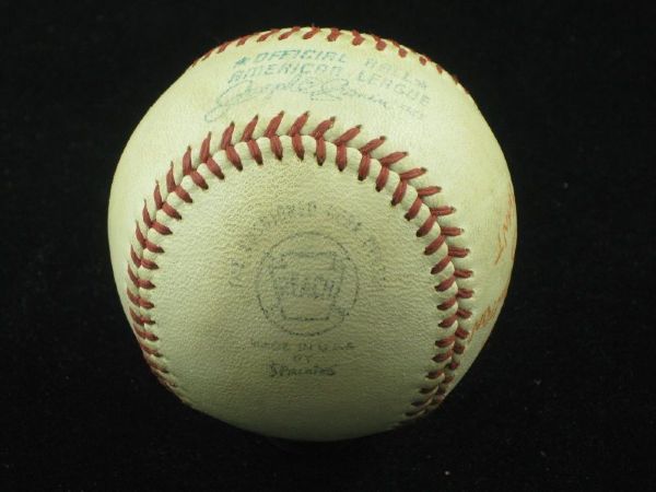 6-11-1971 Bruce Dal Canton Game-Used Win Baseball w/ Inscription Royals Red Sox