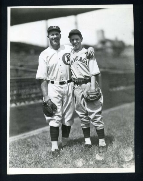 CHARLIE GRIMM & His Nephew 1934 Chicago Cubs Original 8x10 GEORGE BURKE Photo