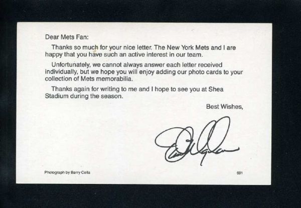 DAVE MAGADAN 1991 New York Mets Team Issue Barry Colla Photo Postcard