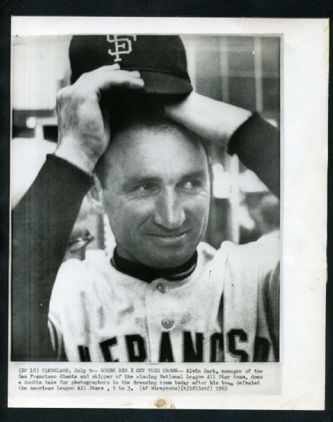 AL DARK 1963 All-Star Manager 1963 New York Giants Vintage News Wire Photo