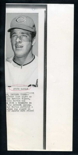 STEVE HARGAN 1968 Cleveland Indians Vintage News Wire Photo
