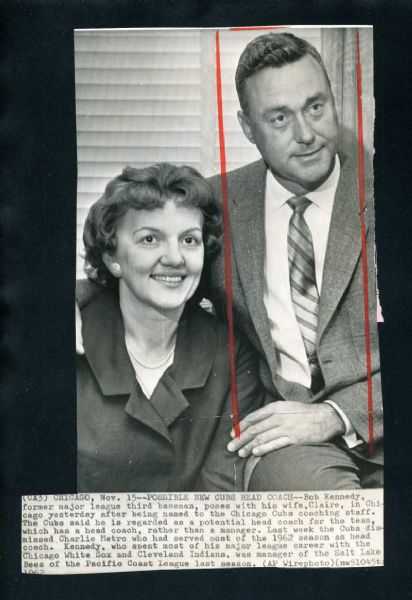 BOB KENNEDY & Wife 1962 Vintage News Wire Photo