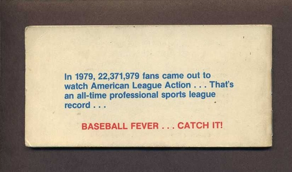 1980 American League Baseball Pocket Schedule