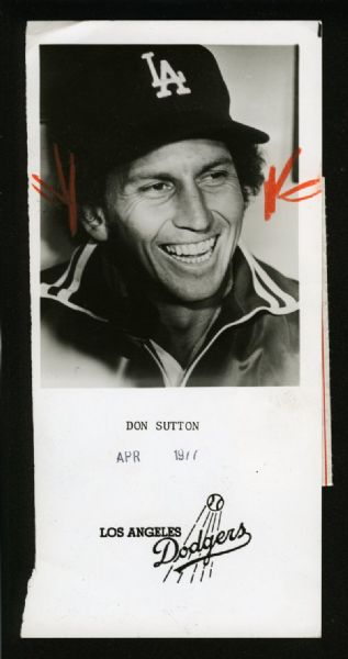 DON SUTTON 1977 Vintage Baseball Press Photo Los Angeles Dodgers