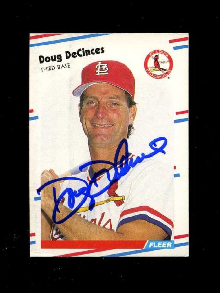 1988 Fleer Baseball #31 DOUG DECINCES Card SIGNED St. Louis Cardinals Autograph