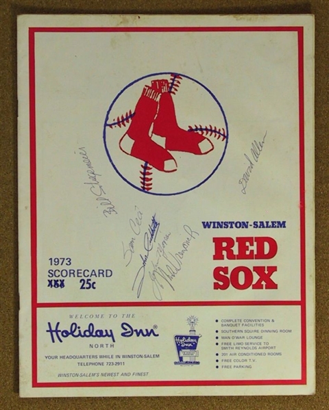 1973 Winston-Salem Red Sox vs. Lynchburg Twins Scorecard Program SIGNED 