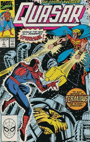 Quasar #7 FN 1990 Marvel Spider-Man Comic Book
