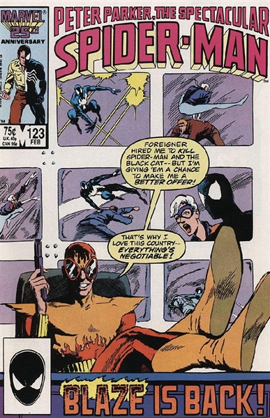 The Spectacular Spider-Man #123 FN 1986 Marvel Black Costume Comic Book