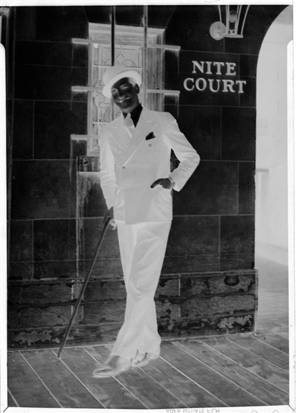 1930s DAPPER GENTLEMAN w/ CANE @ NITE COURT Original GEORGE BURKE Photo Negative