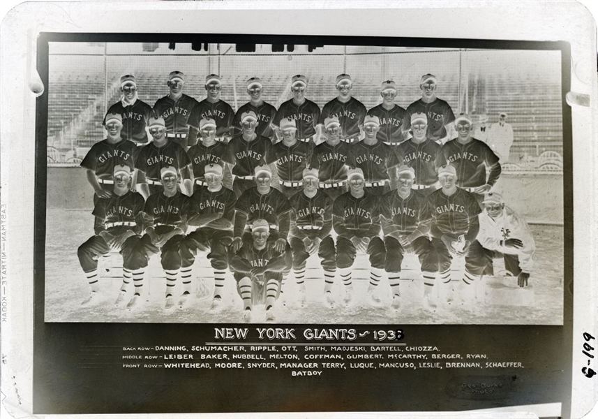 1938 NEW YORK GIANTS TEAM Vintage GEORGE BURKE 3rd Gen Photo Negative