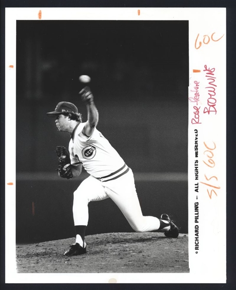 1980s Kansas City Reds TOM BROWNING Pitching Original Photo