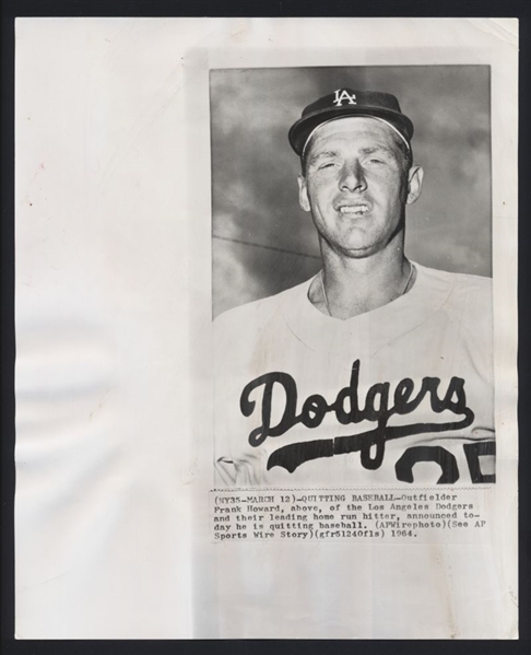 1964 Los Angeles Dodgers FRANK HOWARD Vintage Wire Photo