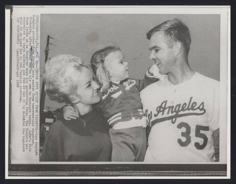 1969 Los Angeles Dodgers JOHN PURDIN Vintage Wire Photo