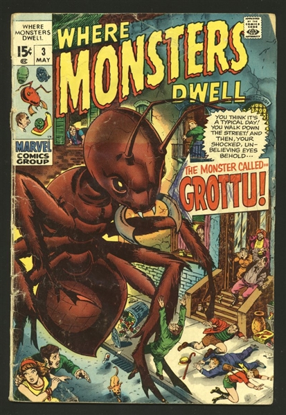 Where Monsters Dwell #3 G 1970 Marvel Grottu Comic Book