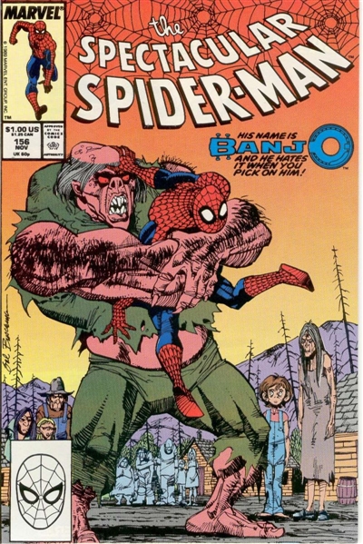 The Spectacular Spider-Man #156 FN 1989 Marvel NEWSSTAND 1st Banjo Comic Book