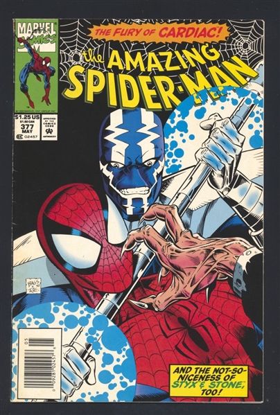 Amazing Spider-Man #377 FN 1993 Marvel NEWSSTAND vs Cardiac Comic Book