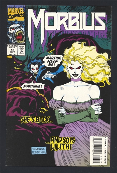 Morbius: The Living Vampire #13 VF 1993 Marvel Lilith Comic Book