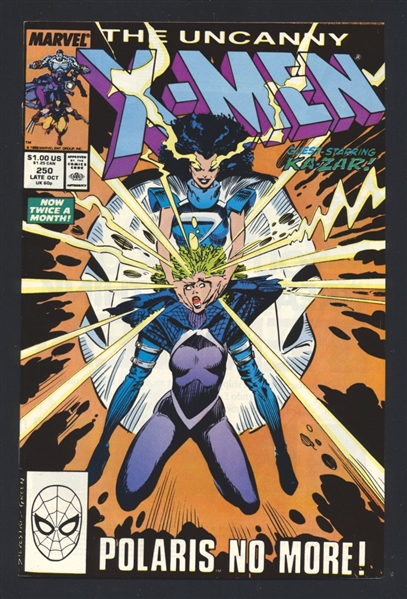 Uncanny X-Men #250 VF/NM 1989 Marvel vs Savage Land Mutates Comic Book