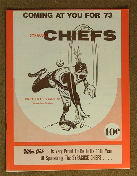 1973 Syracuse Chiefs vs. Peninsula Whips Scorecard Program w/ Roster