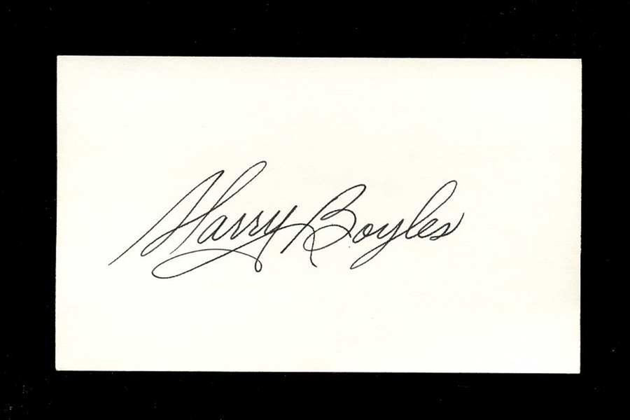 HARRY BOYLES SIGNED 3x5 Index Card (d.2005) Chicago White Sox