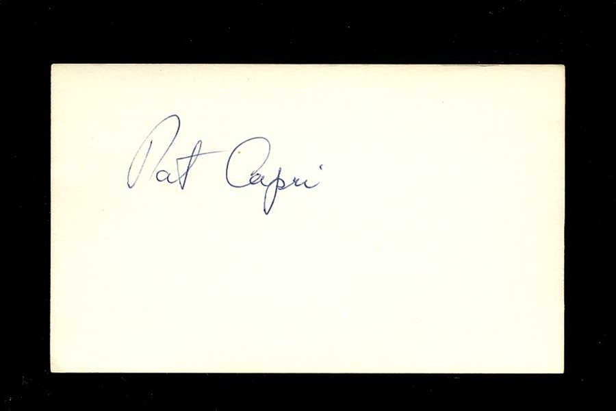 PAT CAPRI SIGNED 3x5 Index Card (d.1989) Boston Braves 1944 Braves