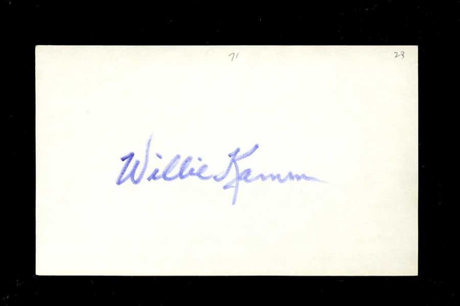 WILLIE KAMM SIGNED 3x5 Index Card (d.1988) Chicago White Sox Indians