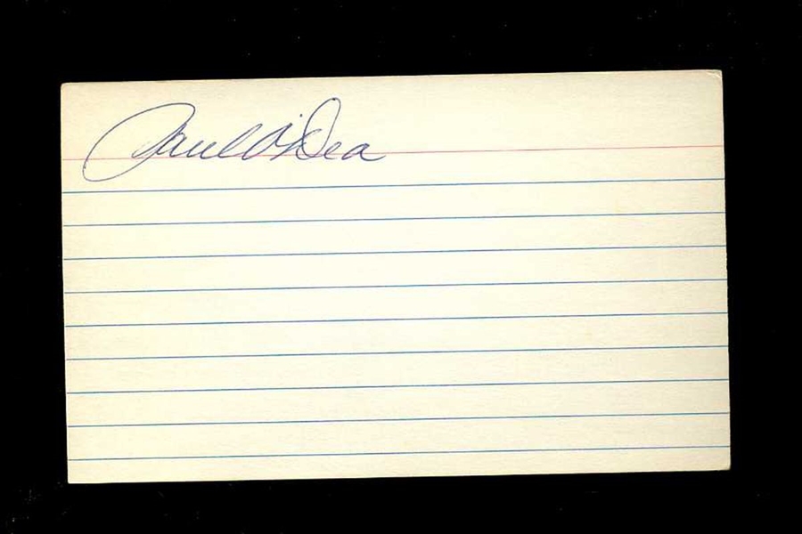 PAUL O'DEA SIGNED 3x5 Index Card (d.1978) Cleveland Indians