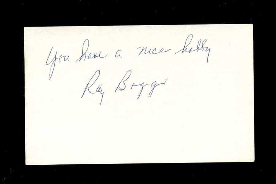 RAY BOGGS SIGNED 3x5 Index Card (d.1989) Boston Braves Braves