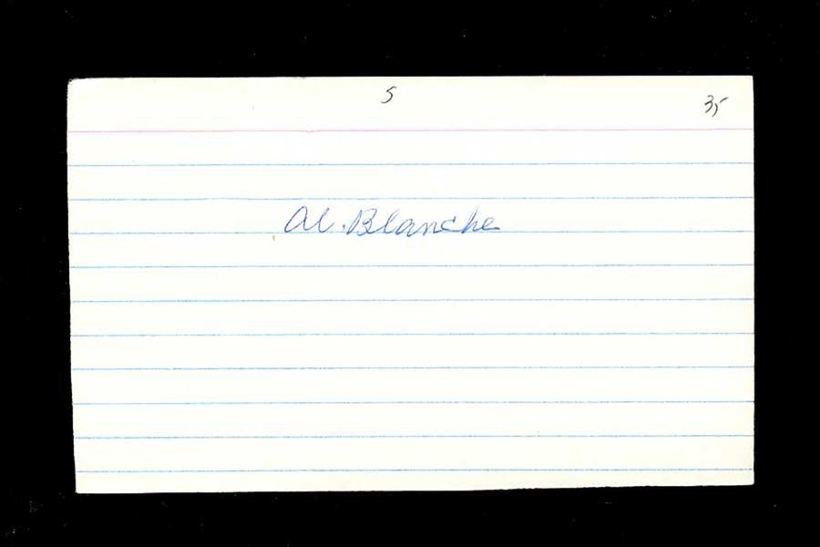 AL BLANCHE SIGNED 3x5 Index Card (d.1997) Boston Braves Braves Bees