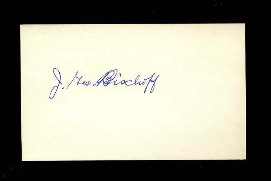 JOHN BISCHOFF SIGNED 3x5 Index Card (d.1981) Boston Red Sox White Sox