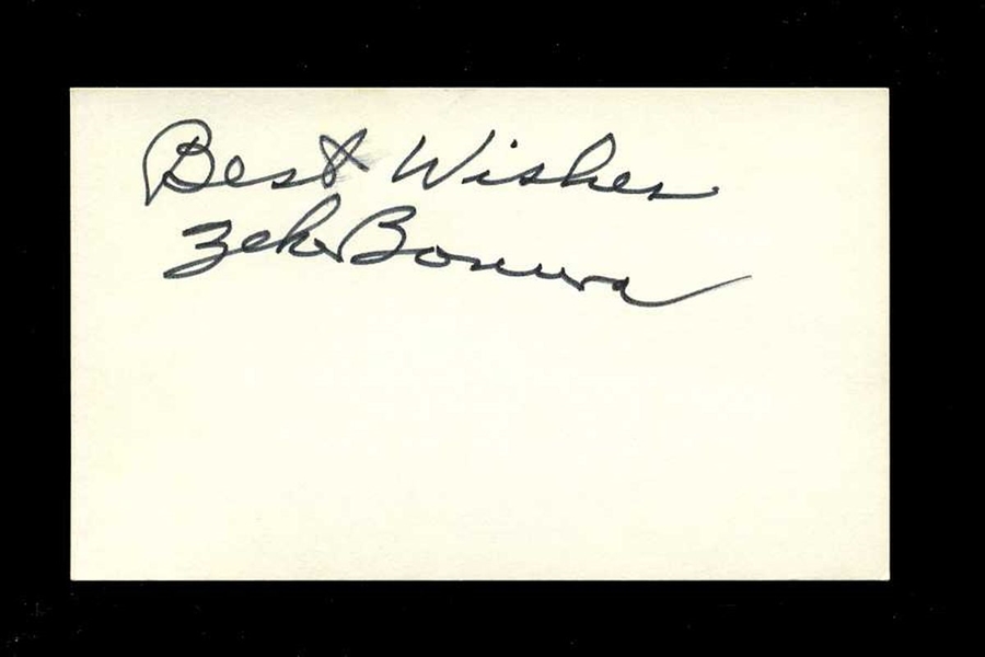 ZEKE BONURA SIGNED 3x5 Index Card (d.1987) White Sox Senators Giants Cubs
