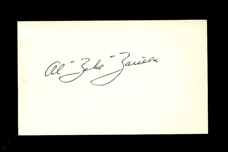AL ZARILLA SIGNED 3x5 Index Card (d.1996) St. Louis Browns Red Sox White Sox