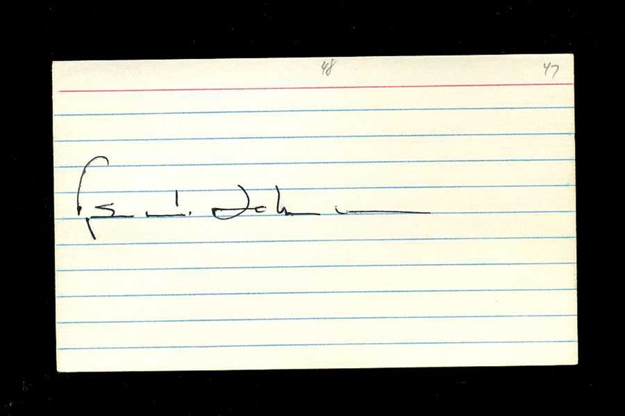 RANKIN JOHNSON JR SIGNED 3x5 Index Card (d.2005) 1941 Philadelphia Athletics