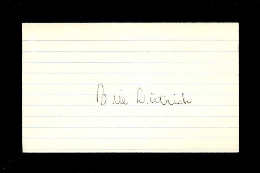 BILL DIETRICH SIGNED 3x5 Index Card (d.1978) Chicago White Sox Athletics