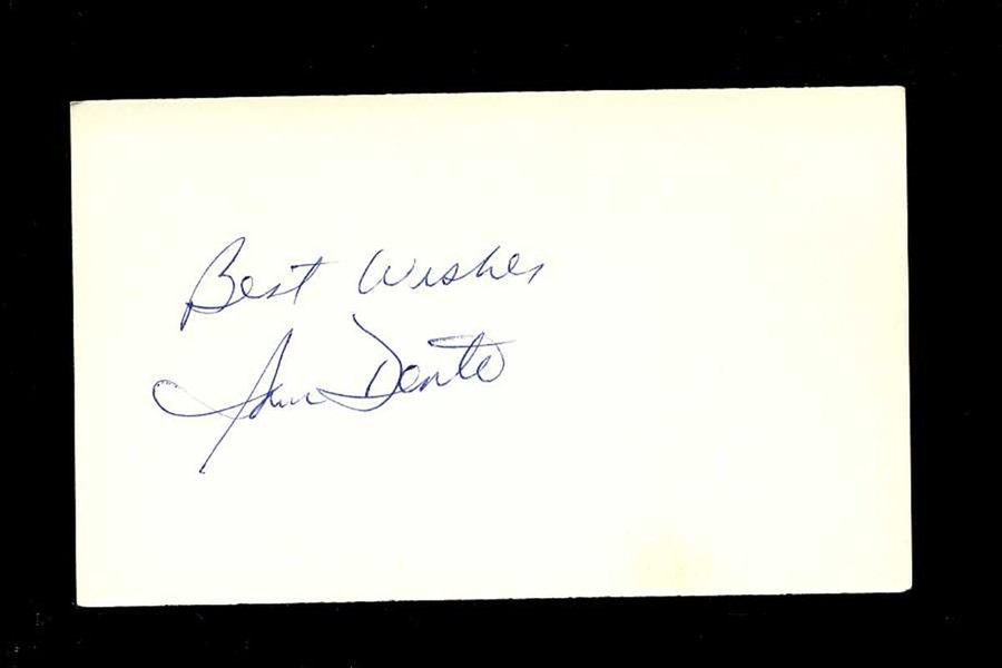 SAM DENTE SIGNED 3x5 Index Card (d.2002) Indians Senators Red Sox White Sox