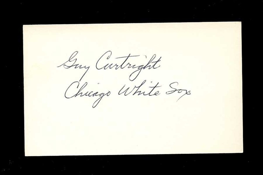 GUY CURTRIGHT SIGNED 3x5 Index Card (d.1997) Chicago White Sox