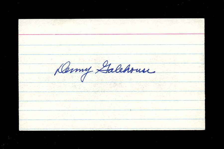 DENNY GALEHOUSE SIGNED 3x5 Index Card (d.1998) Indians Red Sox St. Louis Browns