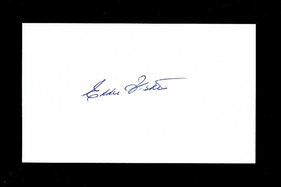 EDDIE FISHER SIGNED 3x5 Index Card White Sox Giants Angels Orioles Cardinals