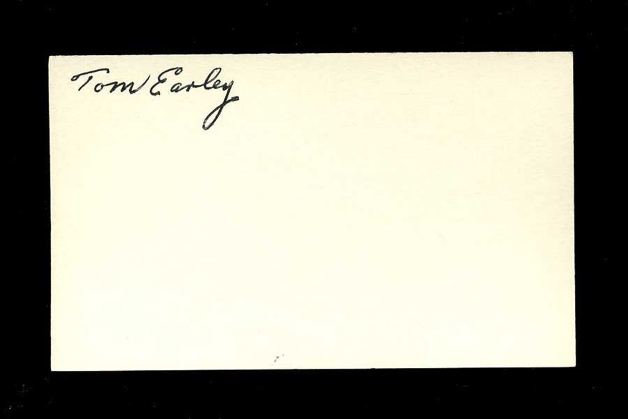 TOM EARLEY SIGNED 3x5 Index Card (d.1988) Boston Braves Braves Bees