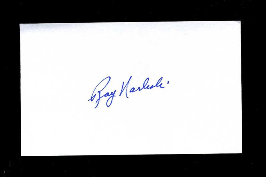 RAY NARLESKI SIGNED 3x5 Index Card (d.2012) Cleveland Indians Tigers
