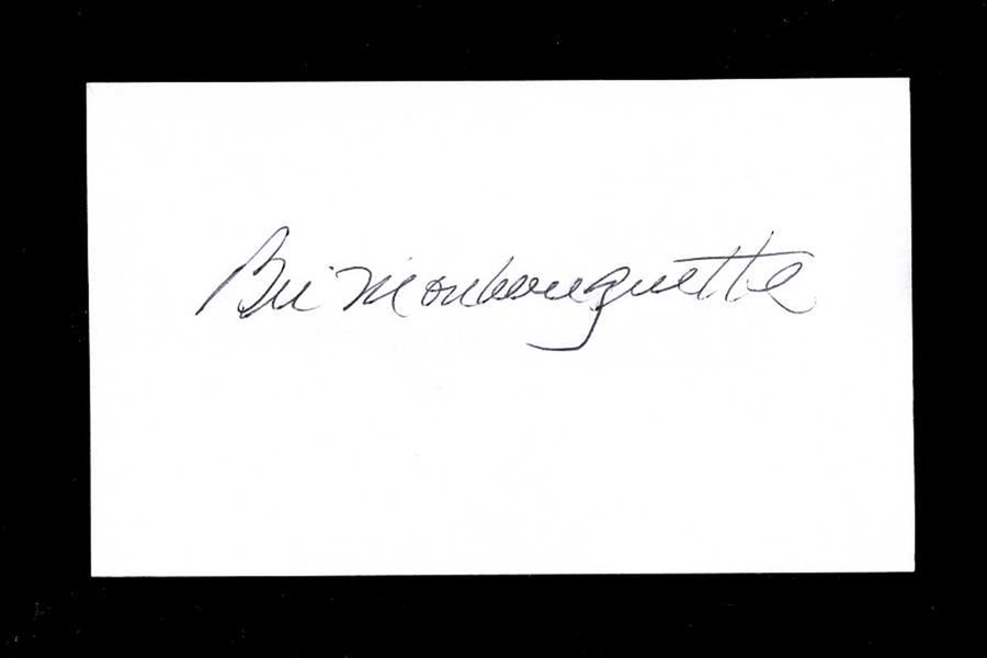 BILL MONBOUQUETTE SIGNED 3x5 Index Card (d.2015) Red Sox Tigers Yankees Giants