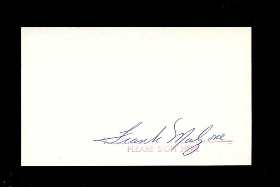 FRANK MALZONE SIGNED 3x5 Index Card (d.2015) Boston Red Sox Angels