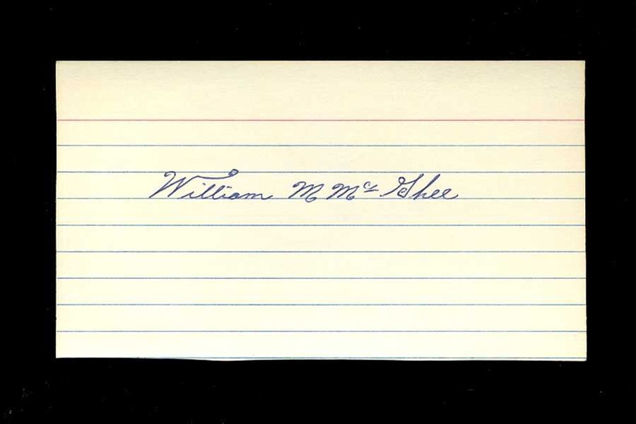 BILL McGHEE SIGNED 3x5 Index Card (d.1984) Philadelphia Athletics
