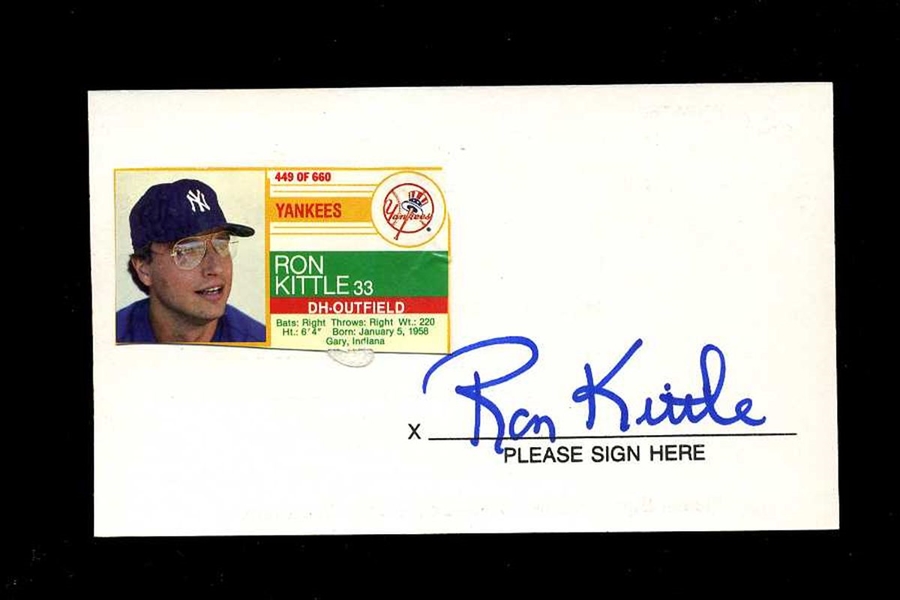 RON KITTLE SIGNED 3x5 Index Card Chicago White Sox Yankees Indians