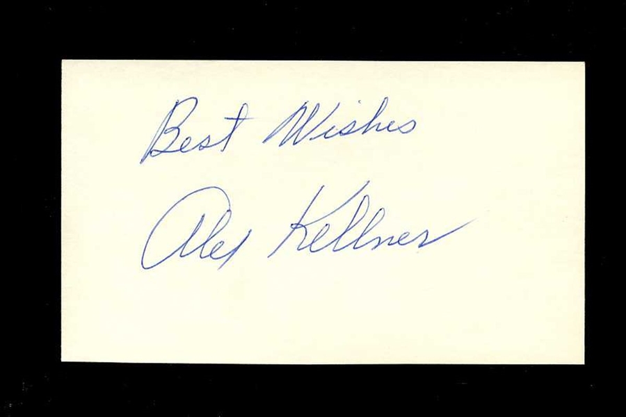 ALEX KELLNER SIGNED 3x5 Index Card (d.1996) 1955 Athletics Reds Cardinals