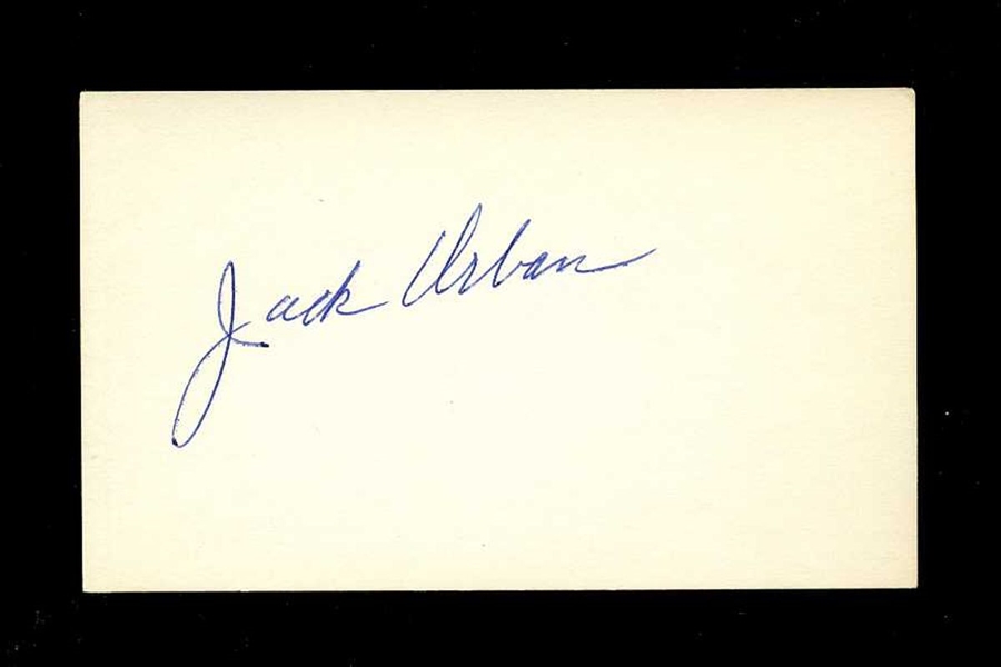 JACK URBAN SIGNED 3x5 Index Card (d.2006) Kansas City Athletics Cardinals