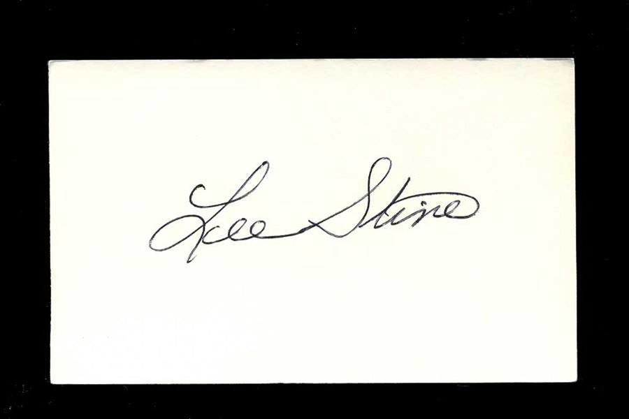 LEE STINE SIGNED 3x5 Index Card (d.2005) Chicago White Sox Reds Yankees