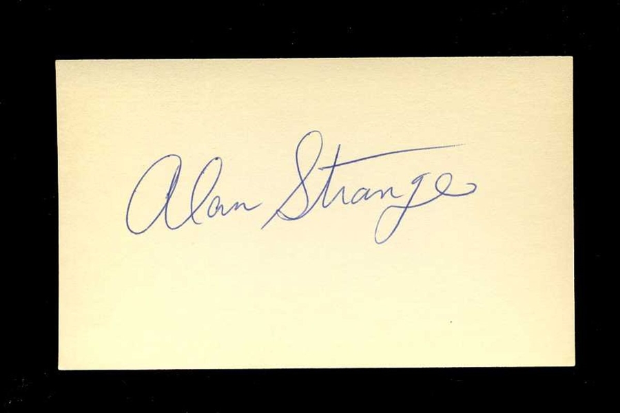 ALAN STRANGE SIGNED 3x5 Index Card (d.1994) St. Louis Browns Senators