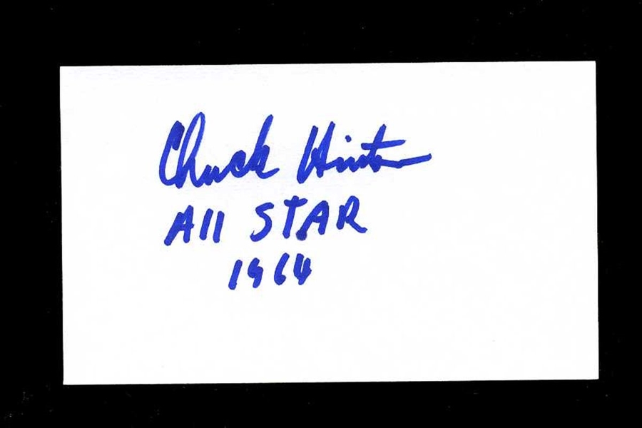 CHUCK HINTON SIGNED 3x5 Index Card (d.2013) Senators Cleveland Indians Angels
