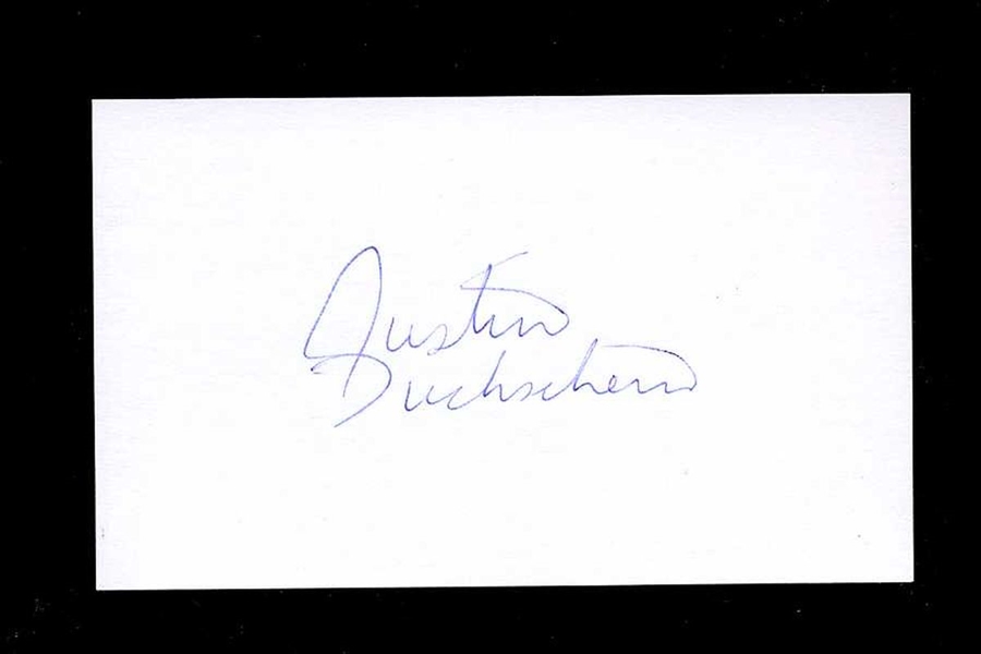 JUSTIN DUCHSCHERER SIGNED 3x5 Index Card Oakland Athletics Rangers